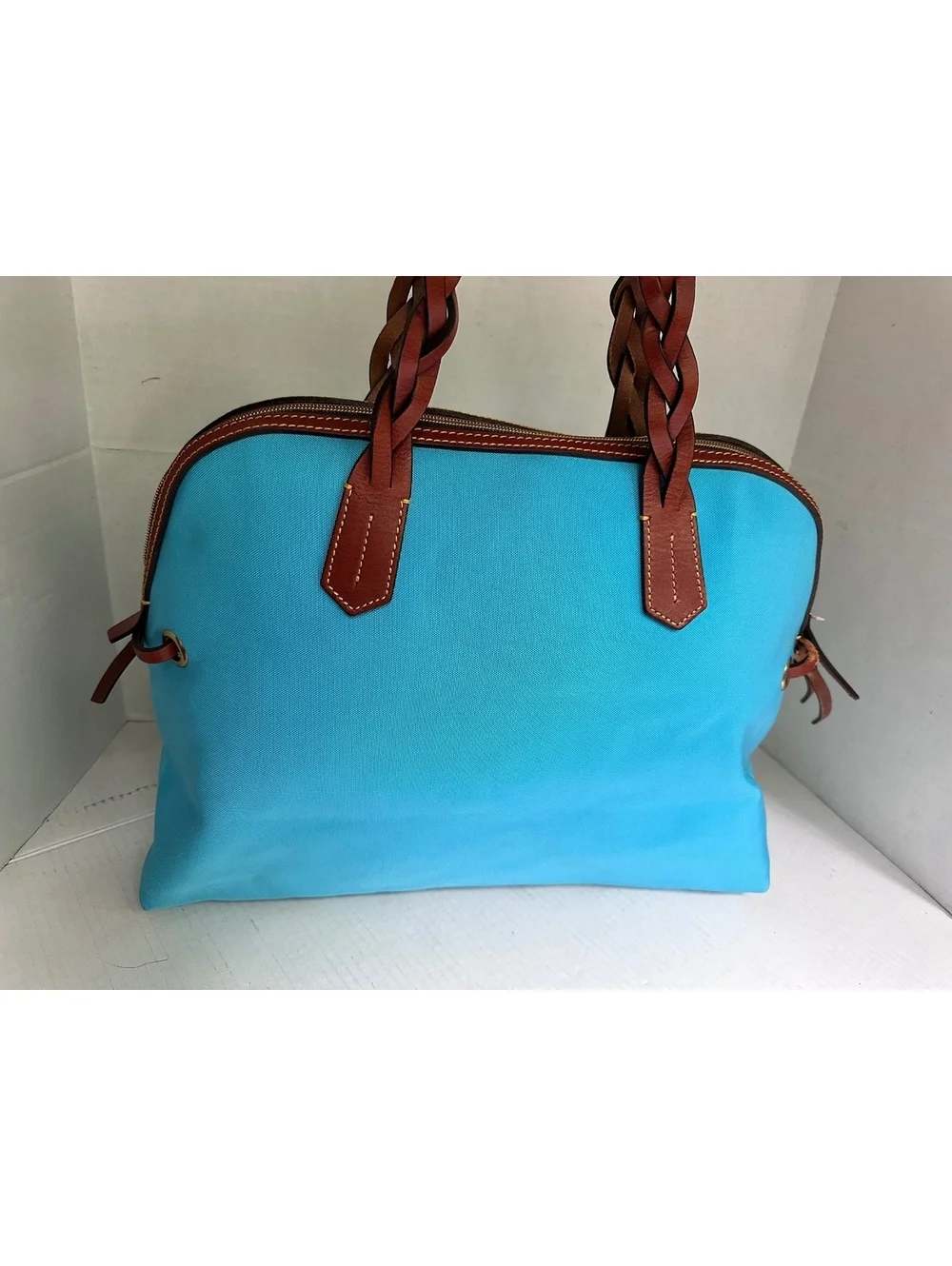 Dooney & Bourke Authentic Large Turquoise Blue Canvas Satchel